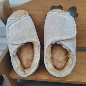 New Old Friend Women's Beige Suede Natural Fur Leather Moccasin Shoes Sz 6.5-7.5